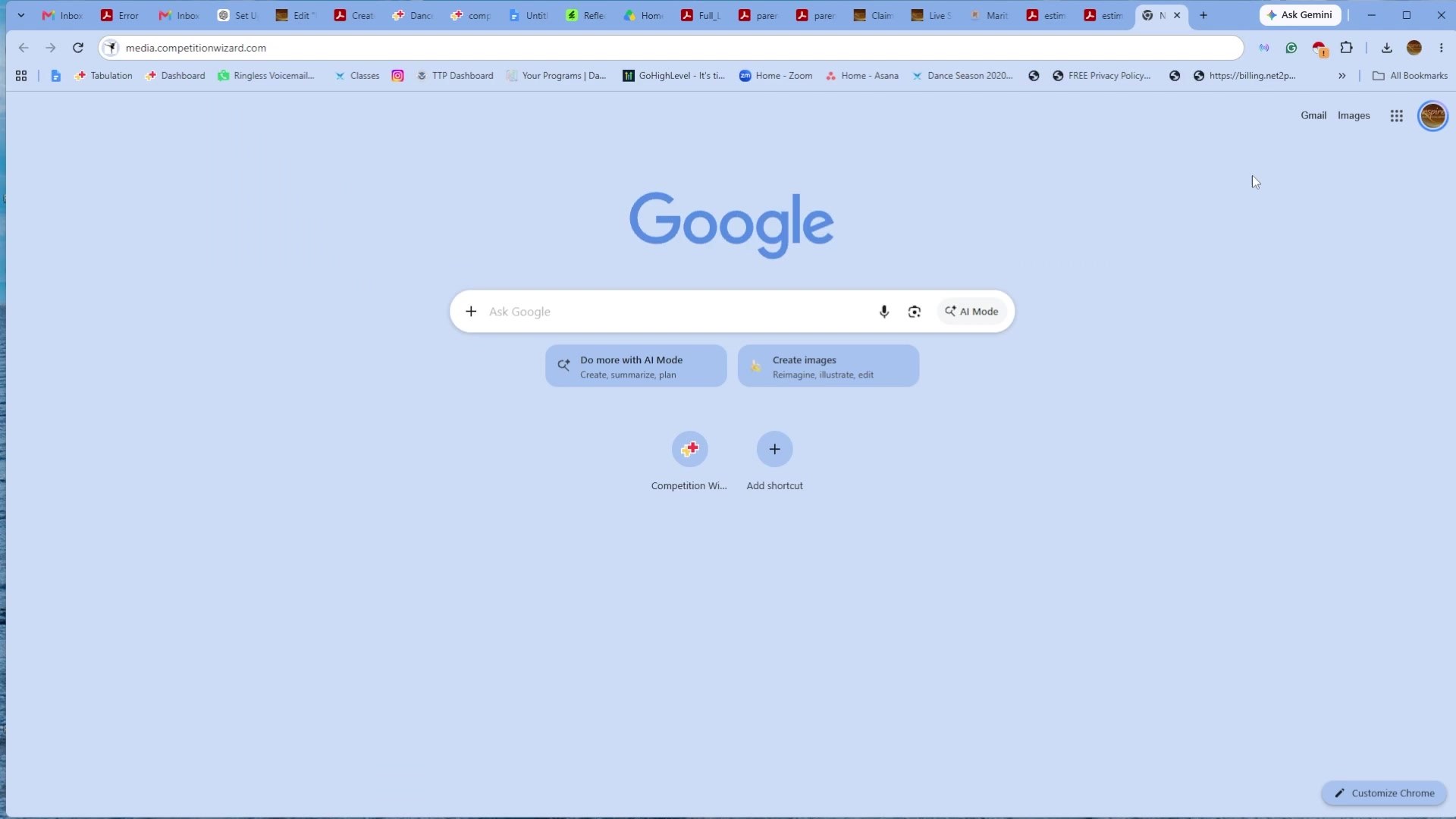 Enter media.competitionwizard.com in your web browser
