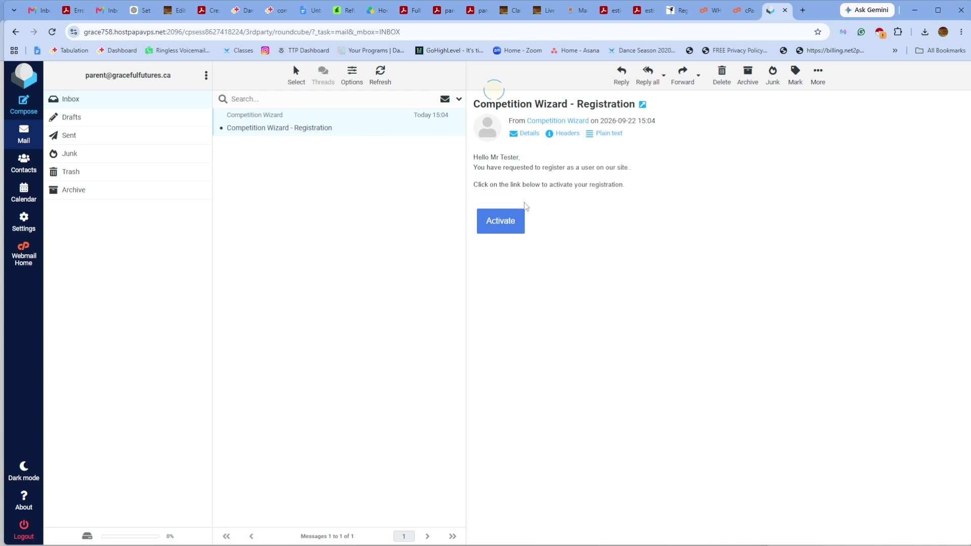 Competition Wizard email verification