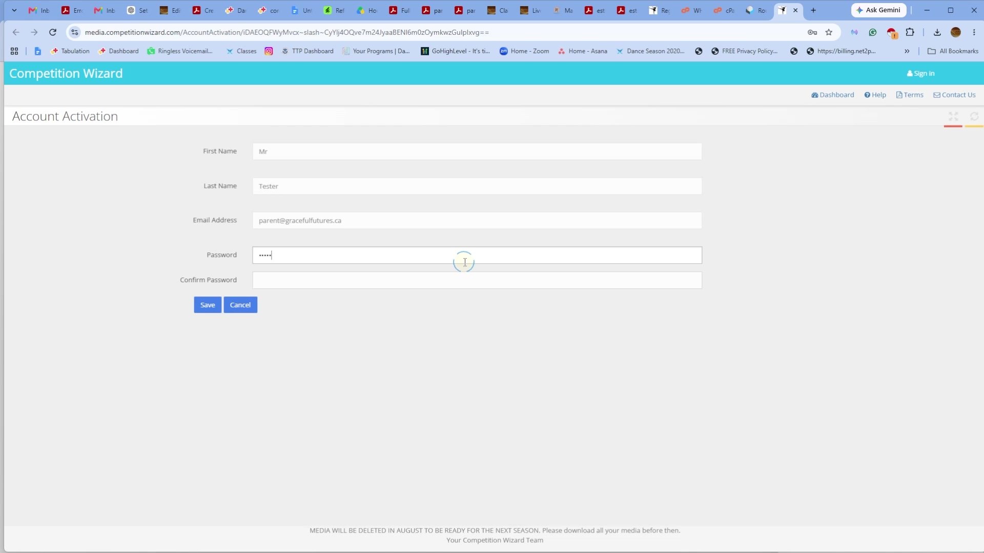 Create your Parent Media account password